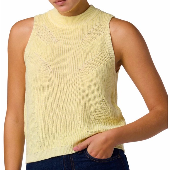 Joe's Jeans Sweaters - JOE’s Cotton Sweater Tank Top Yellow Sleeveless Crew Neck Anise Flower Preppy